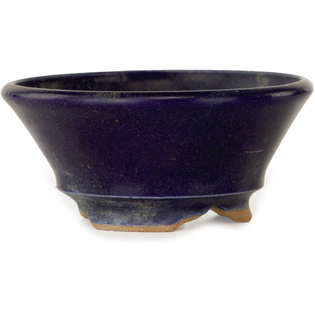 Ronde donkerblauwe bonsaipot van Issho - 93 x 93 x 45 mm
