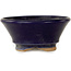 Round dark blue bonsai pot by Issho - 93 x 93 x 45 mm