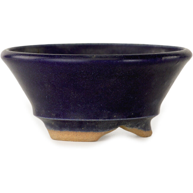 Runder, dunkelblauer Bonsai-Topf von Issho – 93 x 93 x 45 mm