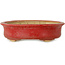 Pot ovale rouge pour bonsaï par Horie Bikoh - 114 x 100 x 33 mm