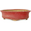 Pot ovale rouge pour bonsaï par Horie Bikoh - 114 x 100 x 33 mm