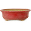 Oval red bonsai pot by Horie Bikoh - 114 x 100 x 33 mm