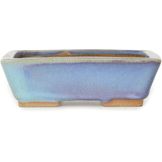 Bigei - Hirata Atsumi Rechthoekige blauwe bonsaipot van 123 mm van Bigei, Tokoname, Japan