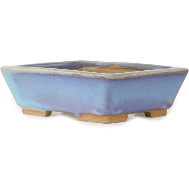 Rectangular blue bonsai pot by Bigei - 123 x 95 x 38 mm