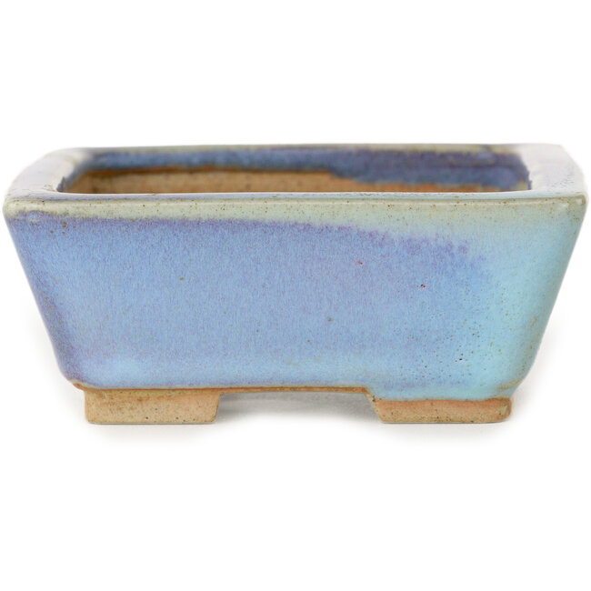 Maceta rectangular azul para bonsái de Bigei - 123 x 95 x 38 mm