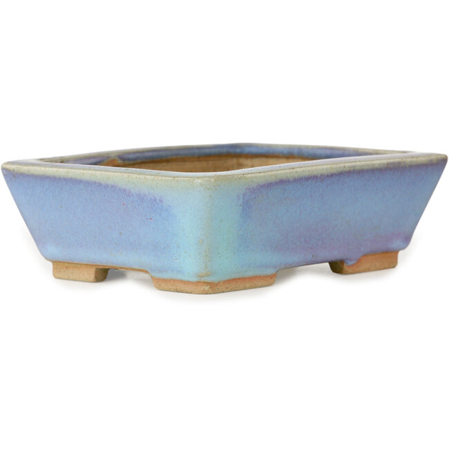 Rechteckiger blauer Bonsai-Topf von Bigei – 123 x 95 x 38 mm