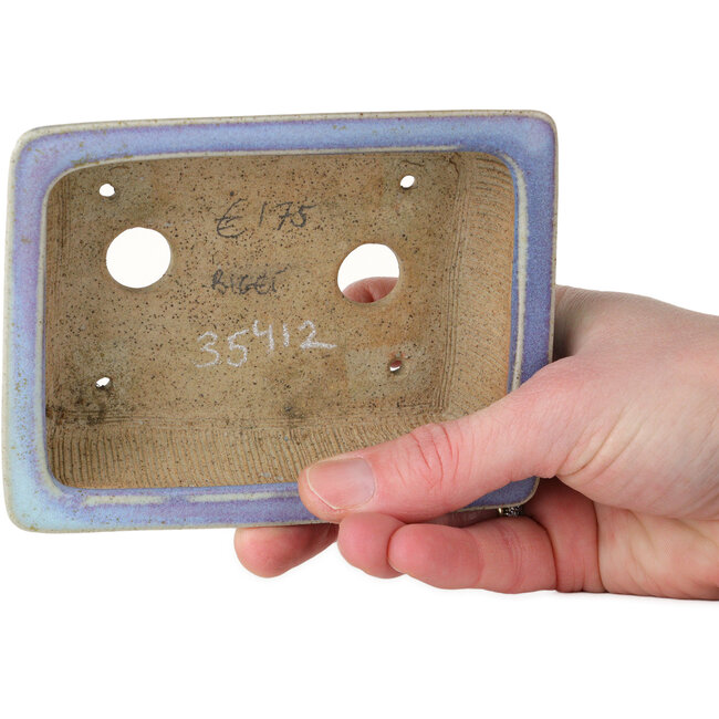 Rechthoekige blauwe bonsaipot van Bigei - 123 x 95 x 38 mm