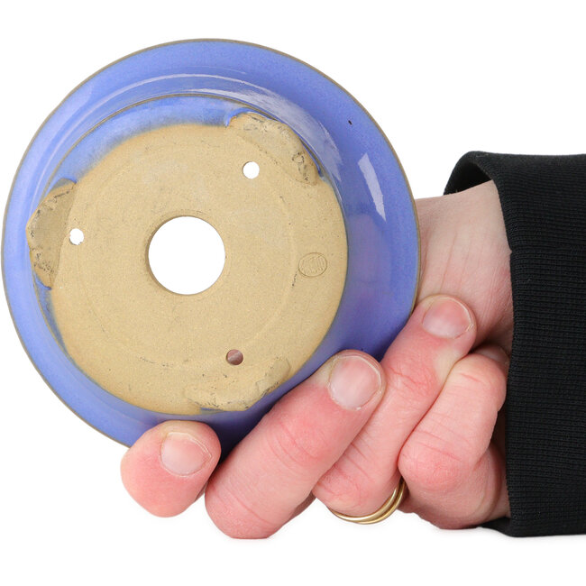 Pot à bonsaï rond bleu de Bigei - 97 x 97 x 42 mm