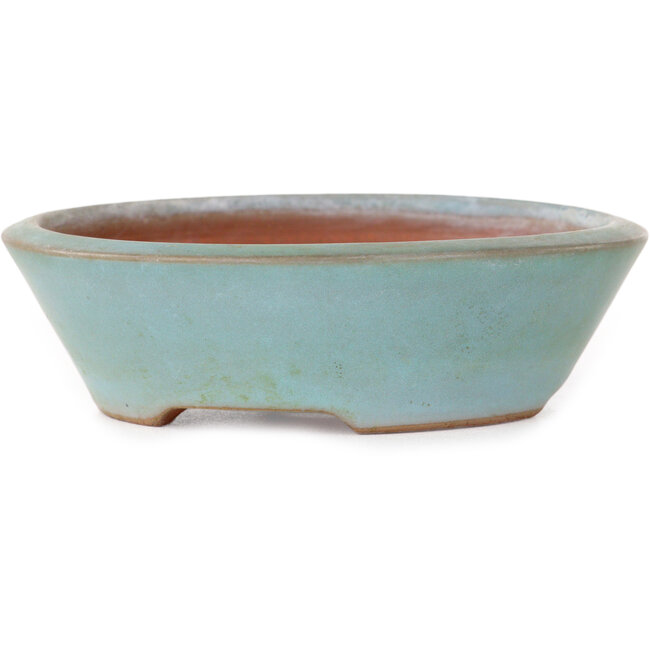 Round blue bonsai pot by Eime Yozan - 102 x 102 x 30 mm