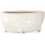 Maceta ovalada para bonsái craquelé blanca de Eime Yozan - 92 x 72 x 42 mm