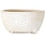 Maceta ovalada para bonsái craquelé blanca de Eime Yozan - 92 x 72 x 42 mm