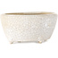 Oval white craquelé bonsai pot by Eime Yozan - 92 x 72 x 42 mm