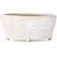 Maceta ovalada para bonsái craquelé blanca de Eime Yozan - 92 x 72 x 42 mm