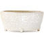 Oval white craquelé bonsai pot by Eime Yozan - 92 x 72 x 42 mm