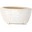 Pot à bonsaï ovale craquelé blanc par Eime Yozan - 92 x 72 x 42 mm