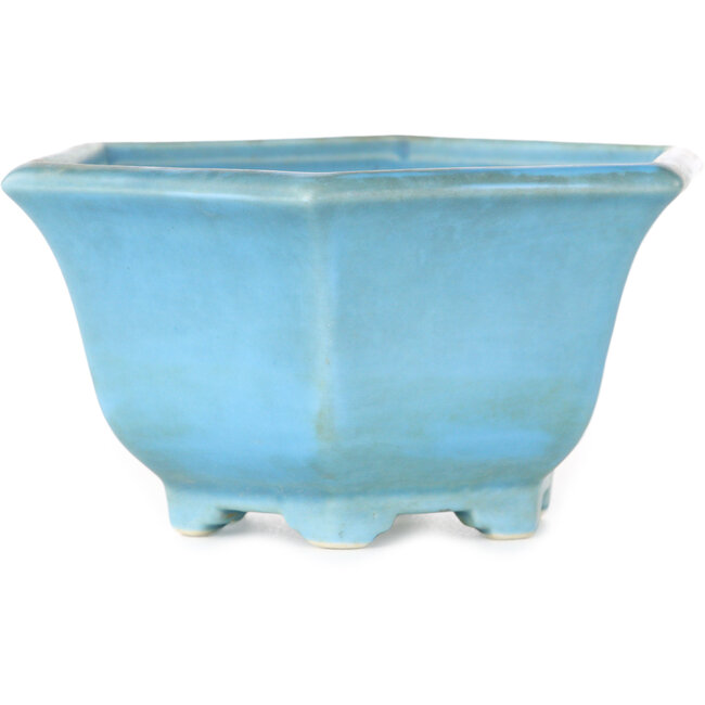 Pot à bonsaï hexagonal bleu de Shoseki - 130 x 130 x 67 mm