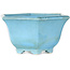 Pot à bonsaï hexagonal bleu de Shoseki - 130 x 130 x 67 mm