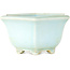 Hexagonal blue bonsai pot by Shoseki - 130 x 130 x 67 mm