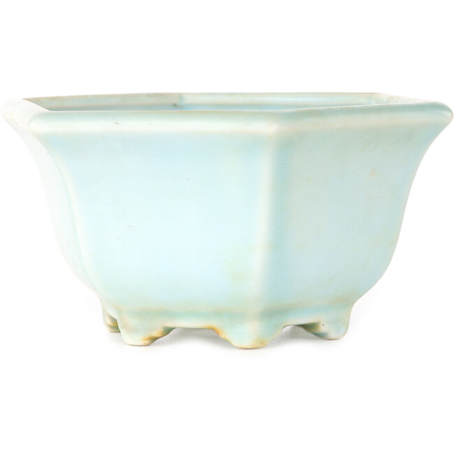 Pot à bonsaï hexagonal bleu de Shoseki - 130 x 130 x 67 mm