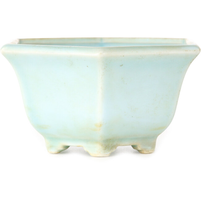 Hexagonal blue bonsai pot by Shoseki - 130 x 130 x 67 mm