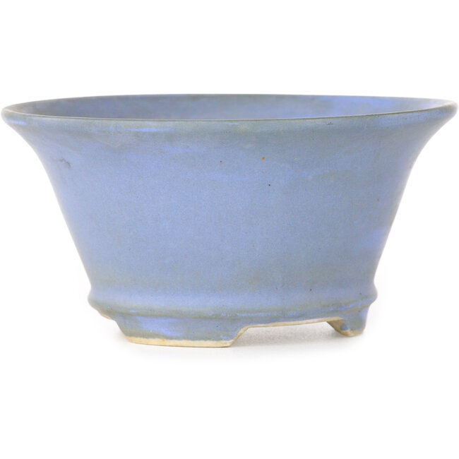 Round blue bonsai pot by Shoseki - 112 x 112 x 57 mm