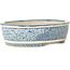Ovale bonsaipot in wit, blauw en rood van Shibakatsu - 130 x 105 x 35 mm