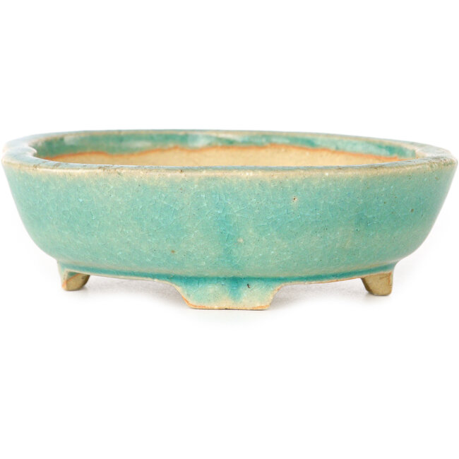 Mokko blauwe craquelé bonsaipot van Shibakatsu - 112 x 93 x 32 mm