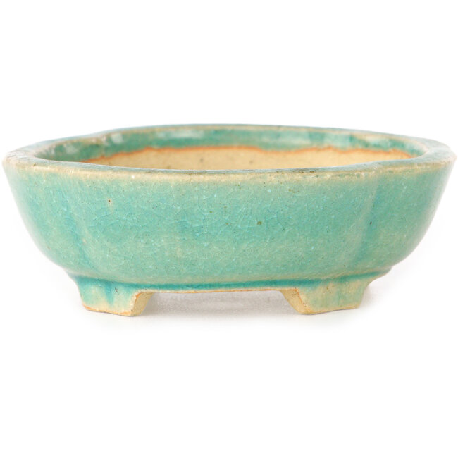 Pot à bonsaï Mokko bleu craquelé par Shibakatsu - 112 x 93 x 32 mm