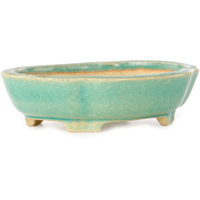 Maceta para bonsái craquelé azul Mokko de Shibakatsu - 112 x 93 x 32 mm