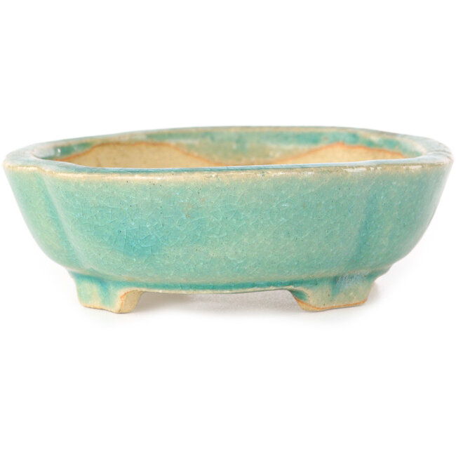 Maceta para bonsái craquelé azul Mokko de Shibakatsu - 112 x 93 x 32 mm