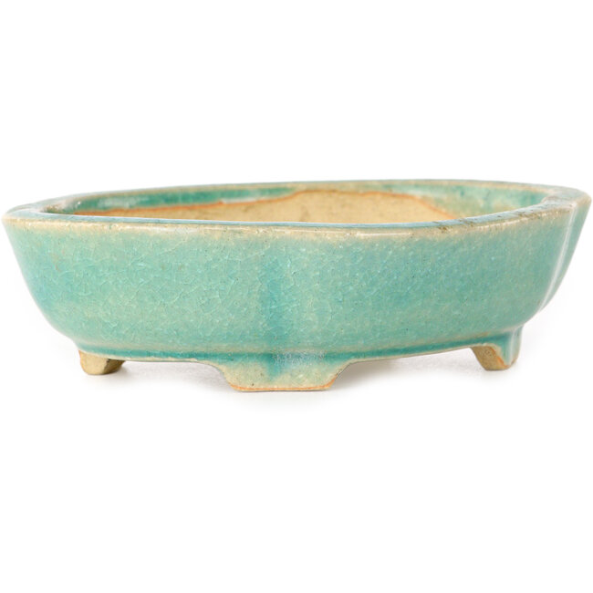 Pot à bonsaï Mokko bleu craquelé par Shibakatsu - 112 x 93 x 32 mm