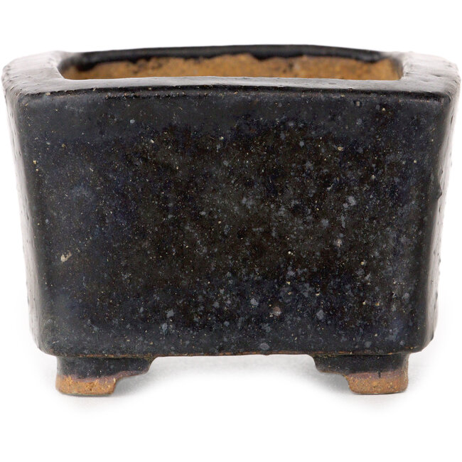 Rectangular dark blue bonsai pot - 85 x 72 x 50 mm