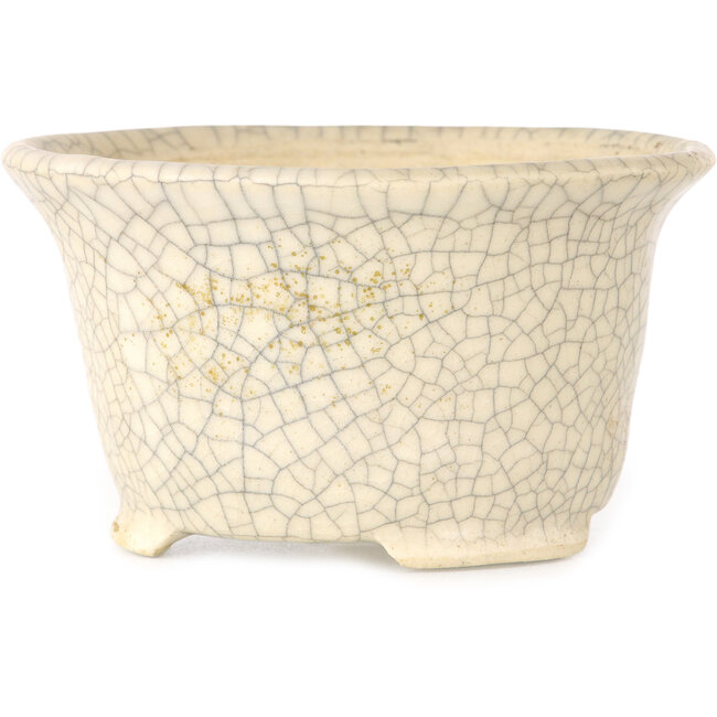 Pot à bonsaï rond craquelé blanc par Kotobuki (Bonsa) - 105 x 105 x 60 mm