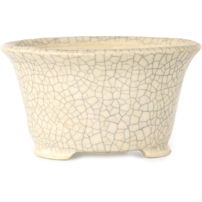 Vaso bonsai rotondo bianco craquelé di Kotobuki (Bonsa) - 105 x 105 x 60 mm