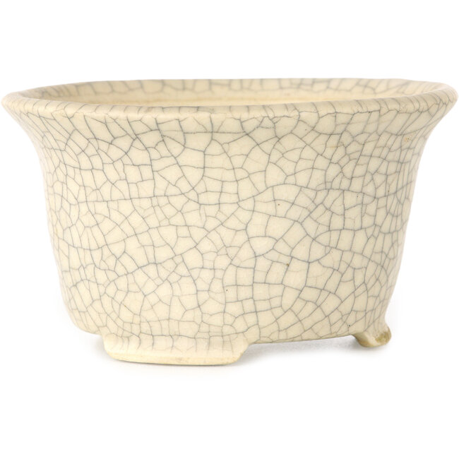 Vaso bonsai rotondo bianco craquelé di Kotobuki (Bonsa) - 105 x 105 x 60 mm