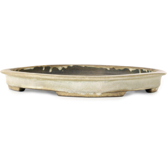 Vaso bonsai ovale bianco sporco di Koyou - 297 x 242 x 33 mm