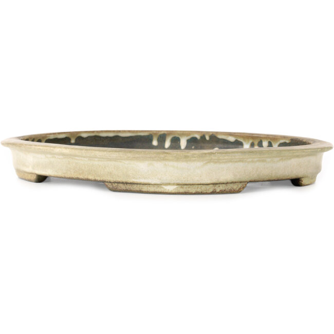 Pot à bonsaï ovale blanc cassé de Koyou - 297 x 242 x 33 mm