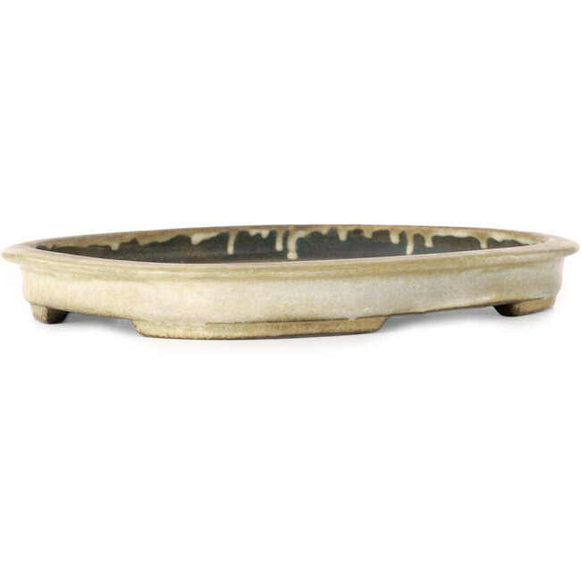 Pot à bonsaï ovale blanc cassé de Koyou - 297 x 242 x 33 mm