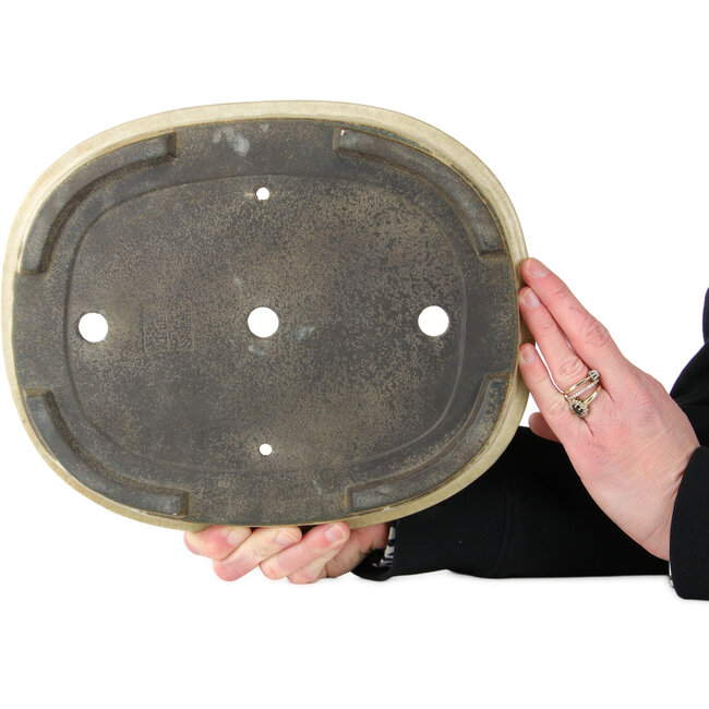 Pot à bonsaï ovale blanc cassé de Koyou - 297 x 242 x 33 mm