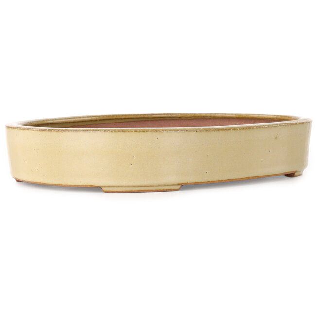 Pot à bonsaï ovale blanc cassé par Seizan (Reihou, Kataoka Katsushi, maître four Seizan) - 285 x 217 x 50 mm