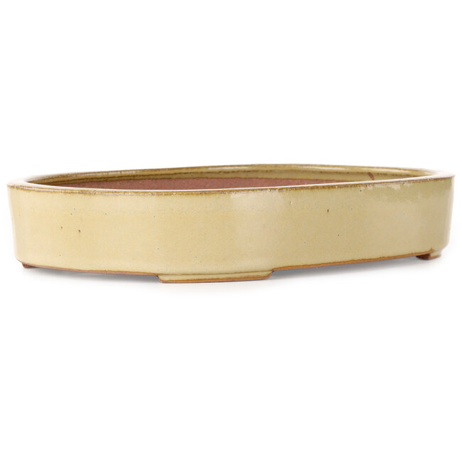 Pot à bonsaï ovale blanc cassé par Seizan (Reihou, Kataoka Katsushi, maître four Seizan) - 285 x 217 x 50 mm