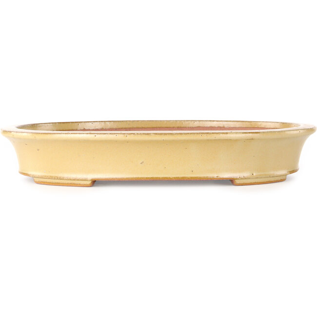 Ovale gebroken witte bonsaipot van Seizan (Reihou, Kataoka Katsushi, meester Seizan oven) - 320 x 250 x 52 mm