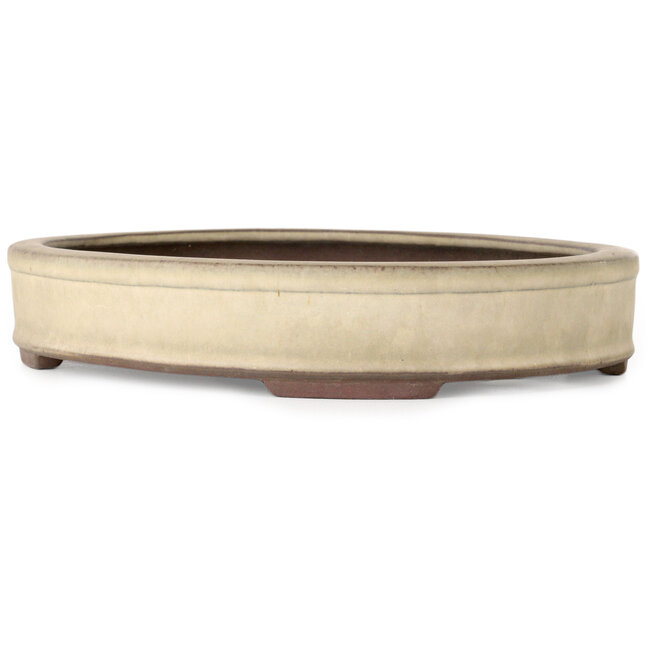 Pot à bonsaï ovale blanc cassé de Yamaaki - 265 x 205 x 43 mm