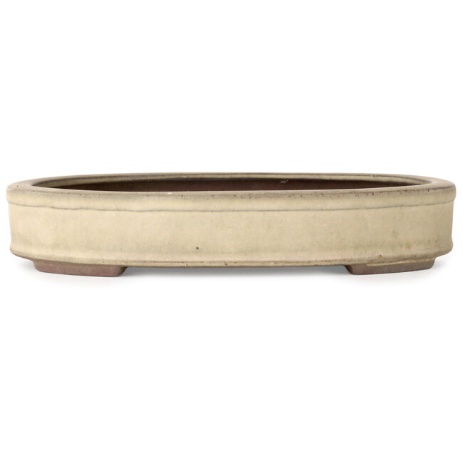 Vaso bonsai ovale bianco sporco di Yamaaki - 265 x 205 x 43 mm