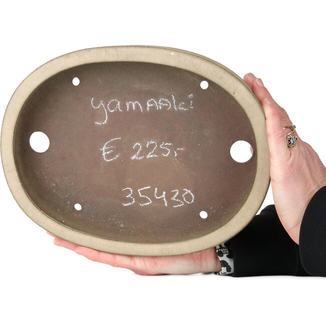 Oval off-white bonsai pot by Yamaaki - 265 x 205 x 43 mm