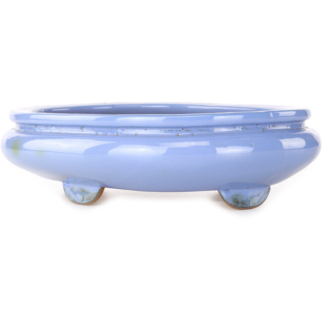 Oval blue bonsai pot by Itouen - 285 x 215 x 72 mm