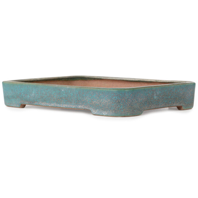 Vaso bonsai rettangolare verde acqua di Seizan (Reihou, Kataoka Katsushi, forno del maestro Seizan) - 253 x 177 x 38 mm