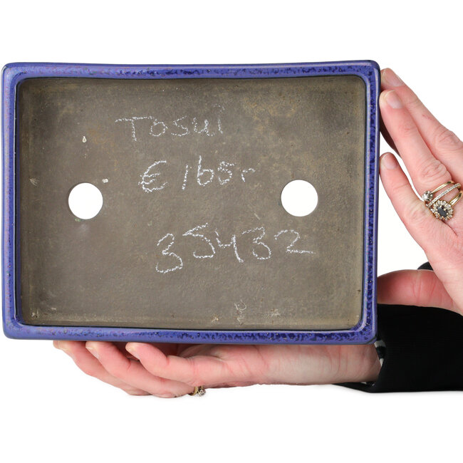 Maceta rectangular azul para bonsái de Tosui - 203 x 150 x 47 mm