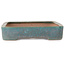 Maceta rectangular para bonsái verde azulado de Seizan (Reihou, Kataoka Katsushi, maestro del horno Seizan) - 253 x 177 x 38 mm