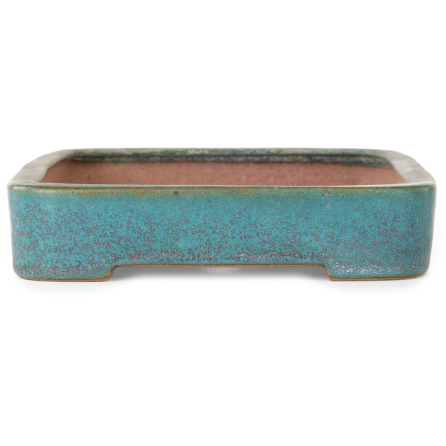 Vaso bonsai rettangolare verde acqua di Seizan (Reihou, Kataoka Katsushi, forno del maestro Seizan) - 253 x 177 x 38 mm
